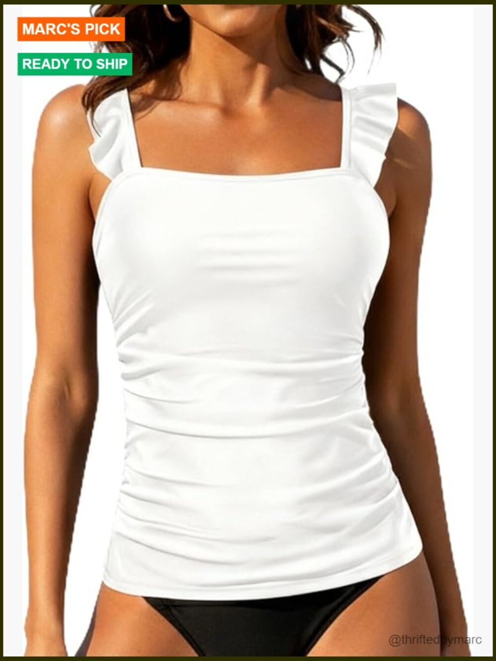 Tummy Control Tankini Top for Women - Adjustable Straps Swimwear